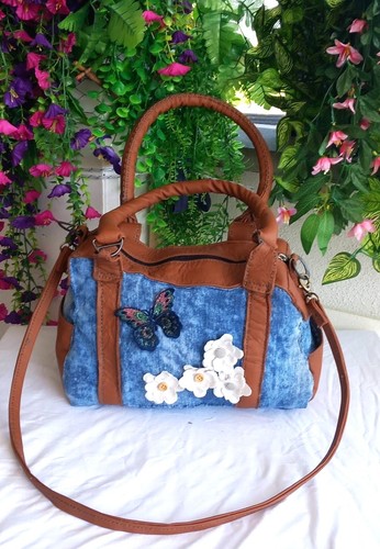 Boho jeans handtasche - boho, jeans-handtasche
