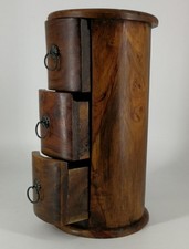 Runde Schubladensäule Holz Schränkchen 3 Schubladen Massivholz 31 cm Säule