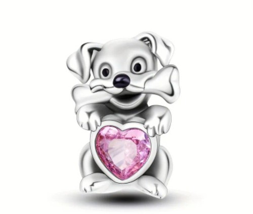 Silberner charm herz hund - silberner,
