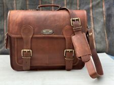 Herren Vintage Leder Messenger Satchel Aktentasche Tasche (Stierfell dunkelbr...