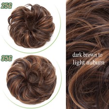52 Farben Haarteil Haargummi Echthaar Dutt Haarverlängerung Lockig Bun Updo