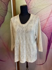 Damen Pullover Zopfmuster Gr. 2XL Beige/ Gold, Cotton/ Acryl, neu 