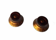 2 Potiknöpfe, Poti knobs, Amber für 6 mm Riffelachse, für Gibson u.ä. Gitarren