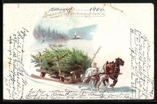 Ansichtskarte Transport von Weihnachtsbäumen per Schlitten 1906 