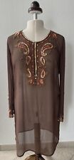 NEU Strand Kaftan Tunika Kleid  Braun Paillette Gold  Premium 42 HEINE Class