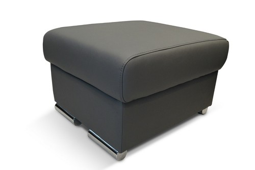 Graues echt leder hocker - graues, 60x55