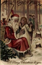 Präge Ak Glückwunsch Weihnachten, Weihnachtsmann, Engel, Kinder - 11464302