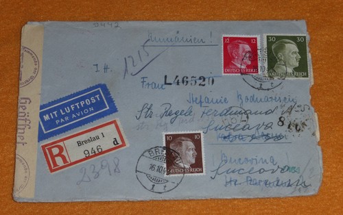 Breslau luftpost zensur brief - breslau,