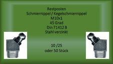 Restposten Schmiernippel Kegelschmiernippel M10x1 45° Din 71412 B Stahl verzinkt