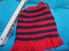 PUPPE 40 cm ROCK blau ROT gehäkelt 70ies RETRO gestreift FRANsEN