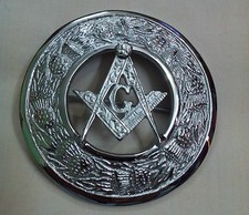 Schottische Fly Plaid Brosche Freimaurer Silberpolitur 3 "/ / Schärpe