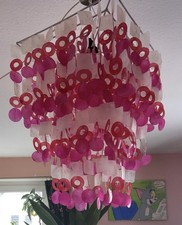 echte Muschellampe weiss pink, grosse Deckenlampe, hängend, wie neu, Capiz, chic