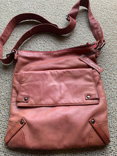 Leder lachsrot Designer Umhängetasche Crossover 28 x 32 cm