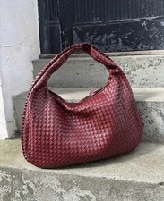 Gewebte Handtasche Bordeaux Weinrot neu Kunstleder Gewebt