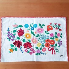 Vintage Sofakissen Bezug handgefertigt Kalocsa Stickerei Unikat Ungarn 60x40 cm