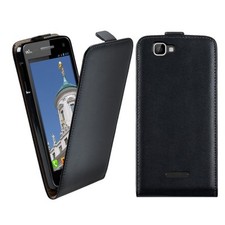  Für Wiko Rainbow und Rainbow 4 - Hülle Vertikal Kunstleder Schwarz