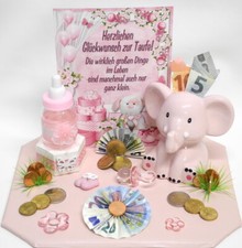 Geldgeschenk Taufe ♡ Spardose Elefant ♡ Nuckelflasche ♡ Mädchen Deko rosa