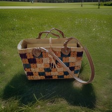 Korb Handtasche Aus Bast/Holz