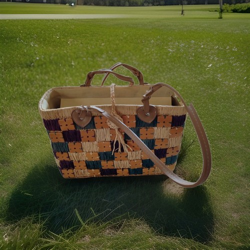 Korb handtasche aus - aus, bast/holz