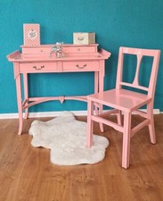 KINDERSCHREIBTISCH & STUHL MAHAGONI-HOLZ PINK ROSA SCHREIBTISCH PRINZESSINTISCH
