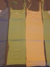 4 Damen Unterhemd mit Spitze und elastischen Spaghetti-Trägern Baumwolle