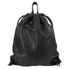 Jimmy Choo Damen Tasche Schwarz Leder Backpack Lederrucksack Mittel
