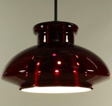 Doria Hänge Lampe Rubinrot Glas Pendel Leuchte Innenreflektor Vintage 60er 70er