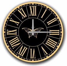 Dekorative Rund Wanduhr Ø 50 cm Schwarz Gelb Forme Art Deco Hängeuhr MDF NEU *