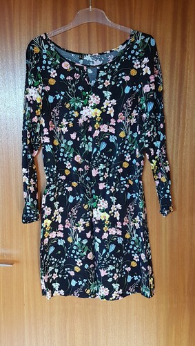 Kleid schwarz blumenmuster - schwarz, gr