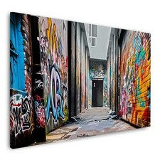 Wand Graffiti Street Art Gasse Wandbild Leinwandbild Kunstdruck XL Wanddeko