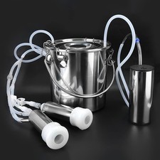 Tnfeeon Melkmaschine, 5L elektrischer Melkcluster mit Vakuum-Pulspumpe Tragbare