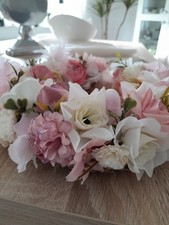 Zarter Deko Kranz Blumen künstlich rosa-weiß
