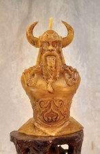 Kerze Odin/Wotan mit Hörner, Bienenwachs 5x12cm Wikinger, Germanen