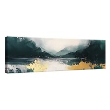 Leinwand Bilder Groß Abstrakt Grün Modern XXL Wandbild Leinwandbild 145x45