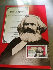 Erstagskarte Karl-Marx 1983 , abgestempelt in Karl-Marx -Stadt,16 Marx/Engels Pf