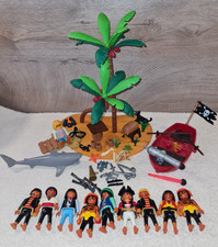 Playmobil Konvolut Piraten Räuber Ruderboot Kanone Insel Hai Palme Figur Zubehör