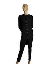 viktorianisch Cardigan Seide Acetat Strickmantel  schwarz Rippstrick vintage XS