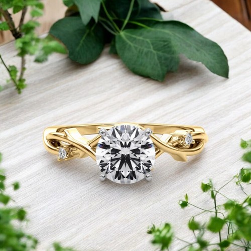 Diamant ring 14k gold rund - ring, lab