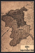 Essen, Stadtplan mit Industriestadt und Wohnstadt, Ansichtskarte 