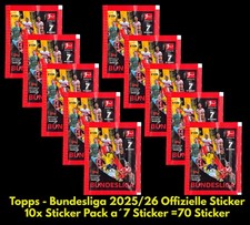 Topps Bundesliga STICKER 25/26 – 10 Päckchen a´7 Sticker -  2025 2026