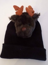 Warme Kindermütze Mütze mit Tierkopf  Elch Tiermütze Wintermütze Schwarz NEUWARE