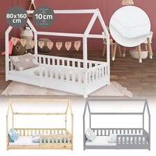 Kinderbett/Matratze Hausbett Bettgestell Einzelbett Rausfallschutz Bett 80x160cm