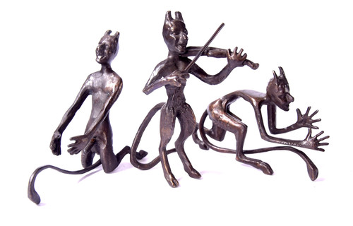 Nackter teufel bronzefigur - teufel,