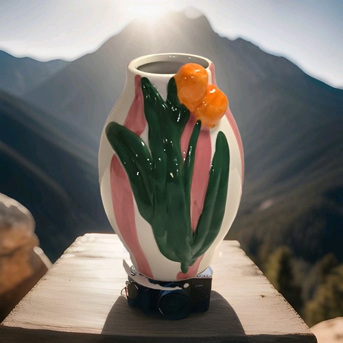 Steinzeug vase gestreift - steinzeug,