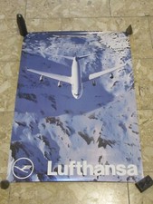 Poster Plakat Lufthansa Airbus A340 Flugzeug Werbung Berge Alpen?