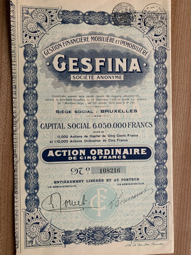 Gesfina alte aktie - alte, wertpapier