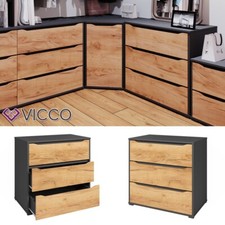 Kommode Ruben 80 x 78 cm Anthrazit Eiche Sideboard Vicco