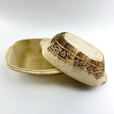 Römertopf Auflaufform Hahn | Ton Bräter rechteckig Schmortopf VTG Küche | 26 cm