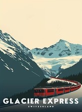 Vintage reise werbung glacier - reise,