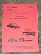 Ersatzteil-Liste Alfa Romeo
